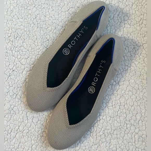 Rothy’s Round Toe Women’s Flats in Retired Flaxseed Birdseye - Picture 3 of 8